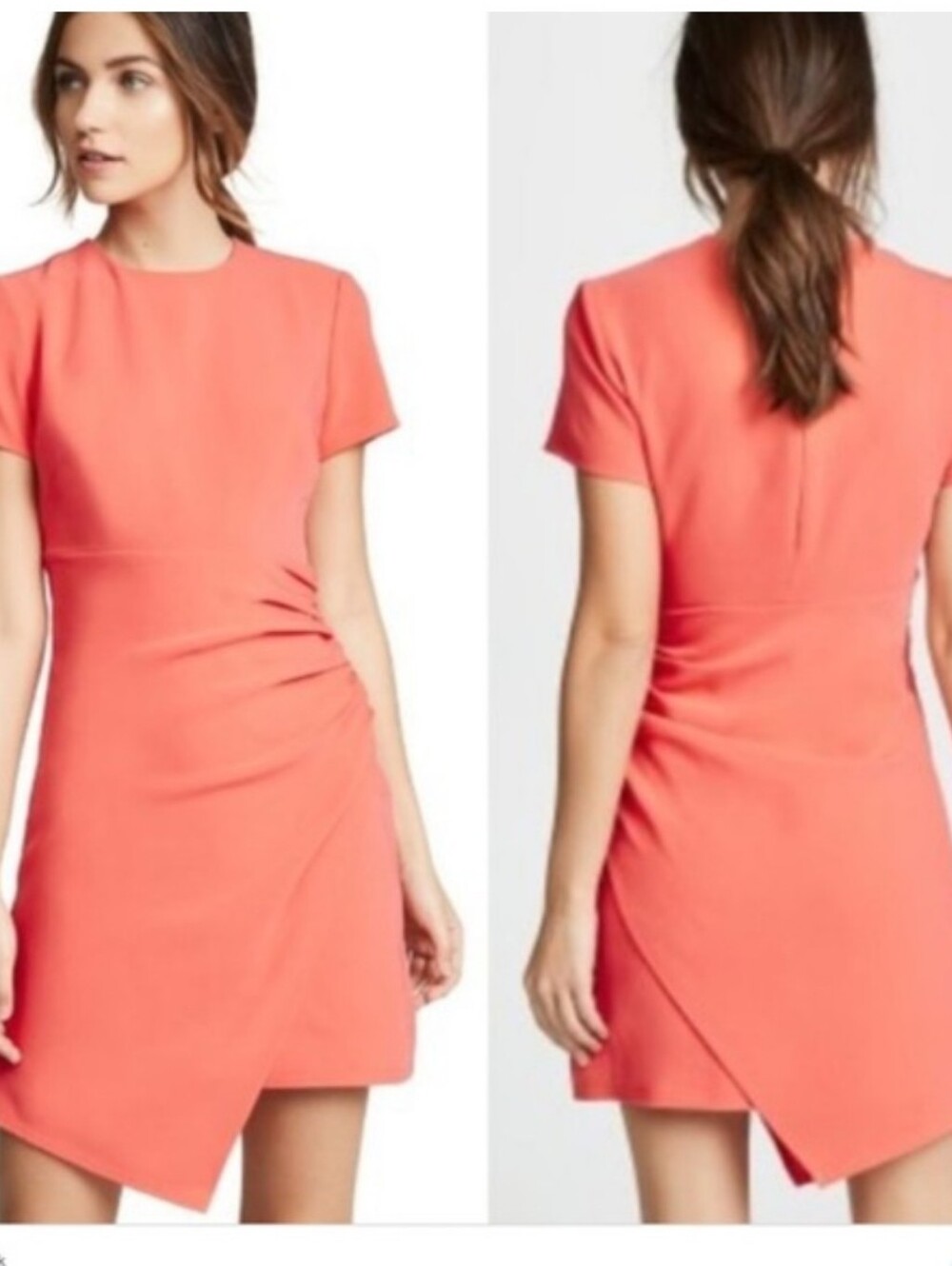 cinq a sept Imogen Coral Short-Sleeve Asymmetrical Mini Dress